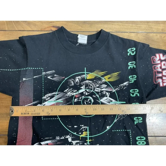 VTG 1996 Star Wars X Wing All Over Print T Shirt Made IN USA AOP SZ Youth MEDIUM - Picture 4 of 9